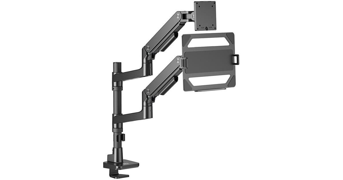 ACT ConnectivityMonitorarm met laptophouder office premium, gasveer, paalbevestiging, 1 monitor  (Zwart)