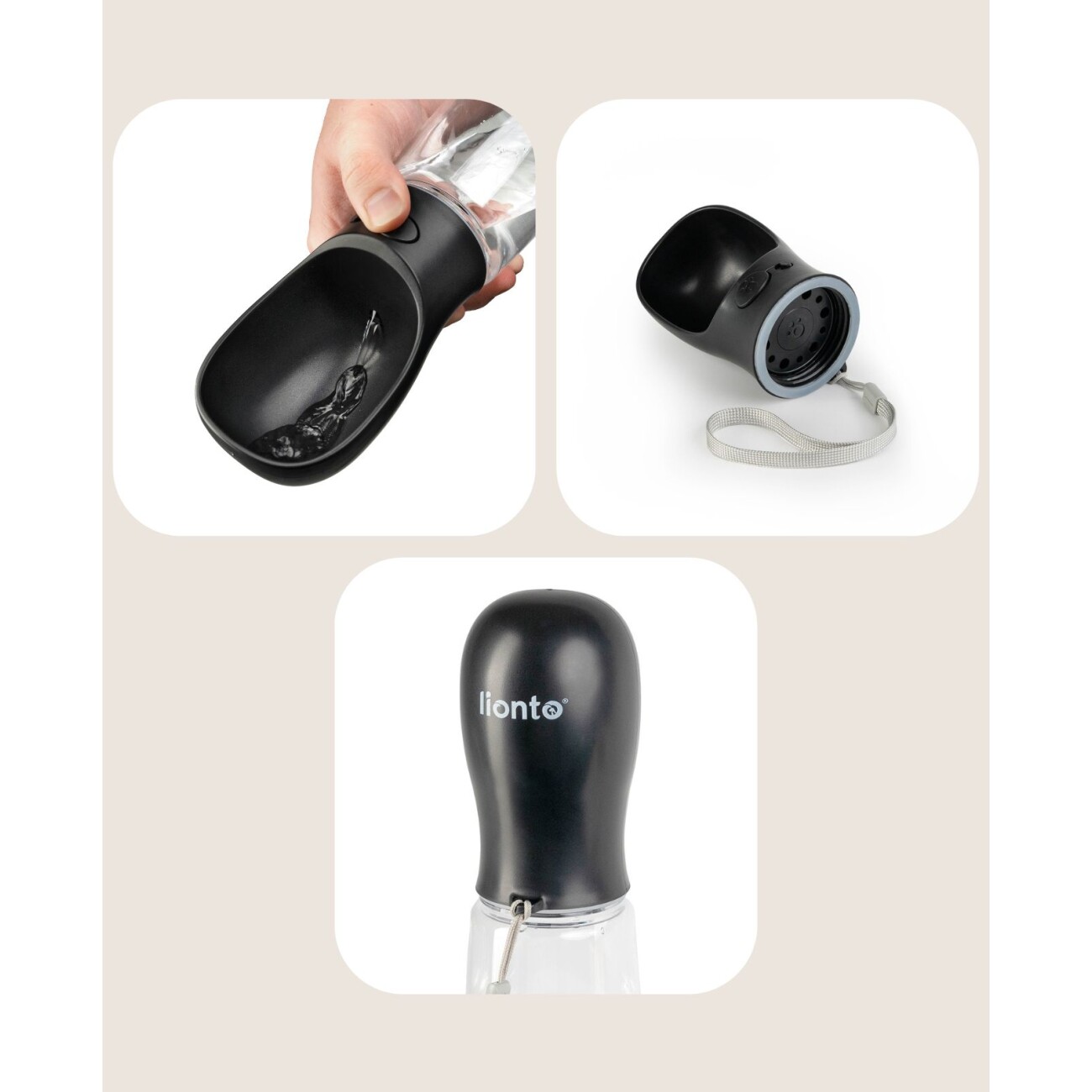 Lionto Hundetrinkflasche für Unterwegs schwarz 500 ml
