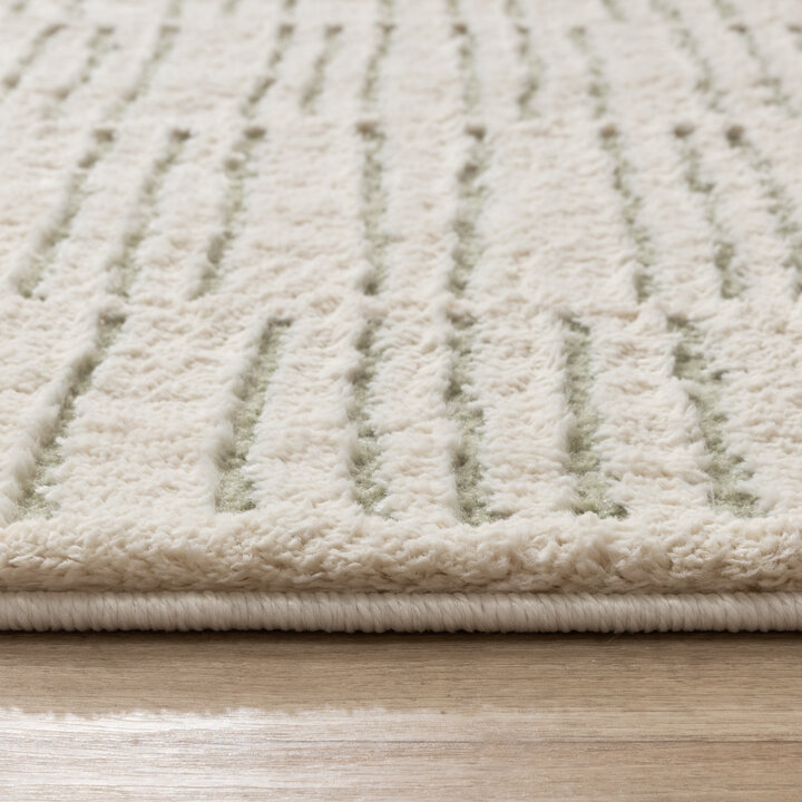 Scandinavisch vloerkleed - Yune Lines Creme/Groen