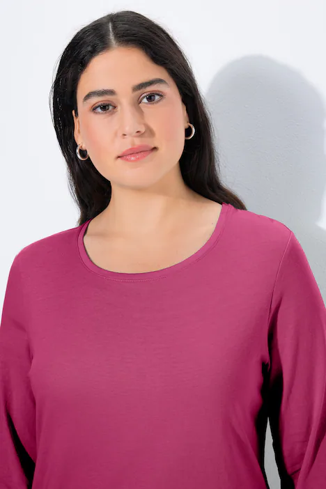 Shirt, Slim, Rundhalsausschnitt, Langarm, Sommerbeere