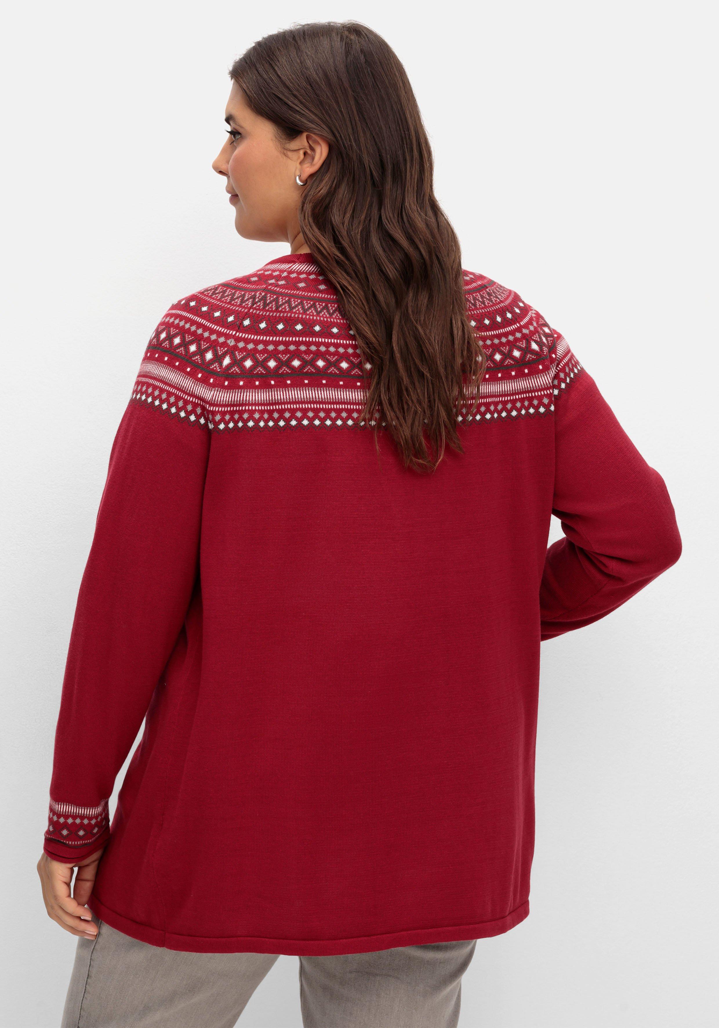 Strickjacke im Norwegermuster, offene Longform