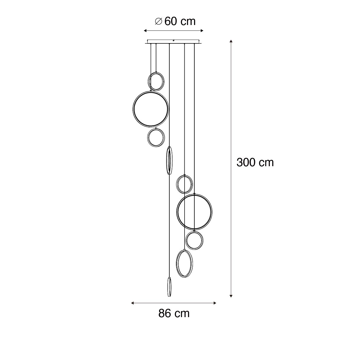 Design hanglamp donker brons 9-lichts incl. LED 3-staps dimbaar - Vide Anella