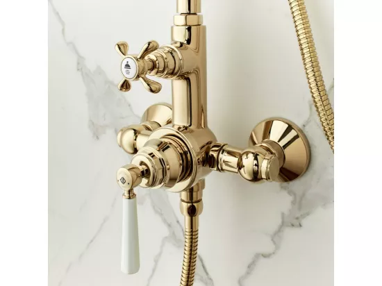 Colonne de douche JACOB DELAFON Cléo 1889 Or beige + nettoyant Briochin