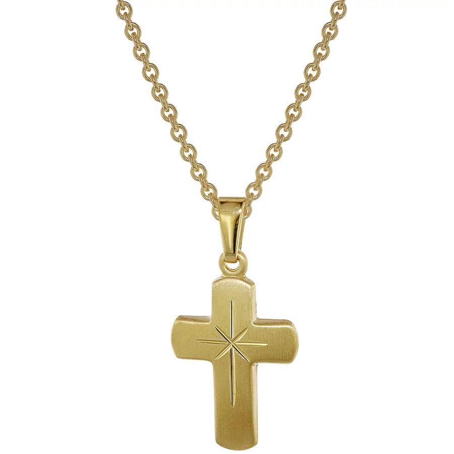 trendor Kreuz für Kinder Gold 333 mit goldplattierter Silberkette gold