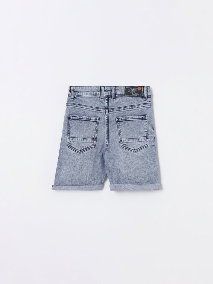 Bermuda jeans confortável - Azul Comissária de Bordo