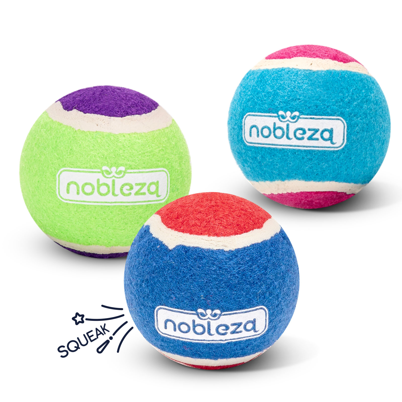 Bola para Cães Nobleza, Bola de Brinquedo para Cães com Apito, 3 Bolas de Borracha Natural para Cães, Bolas de Tênis Saltitantes, Compatível com Lançador, 6,4 cm/3 Unidades