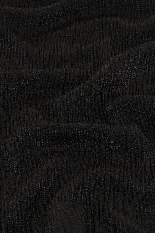 Zwarte metallic jurk met overslag en pofmouwen