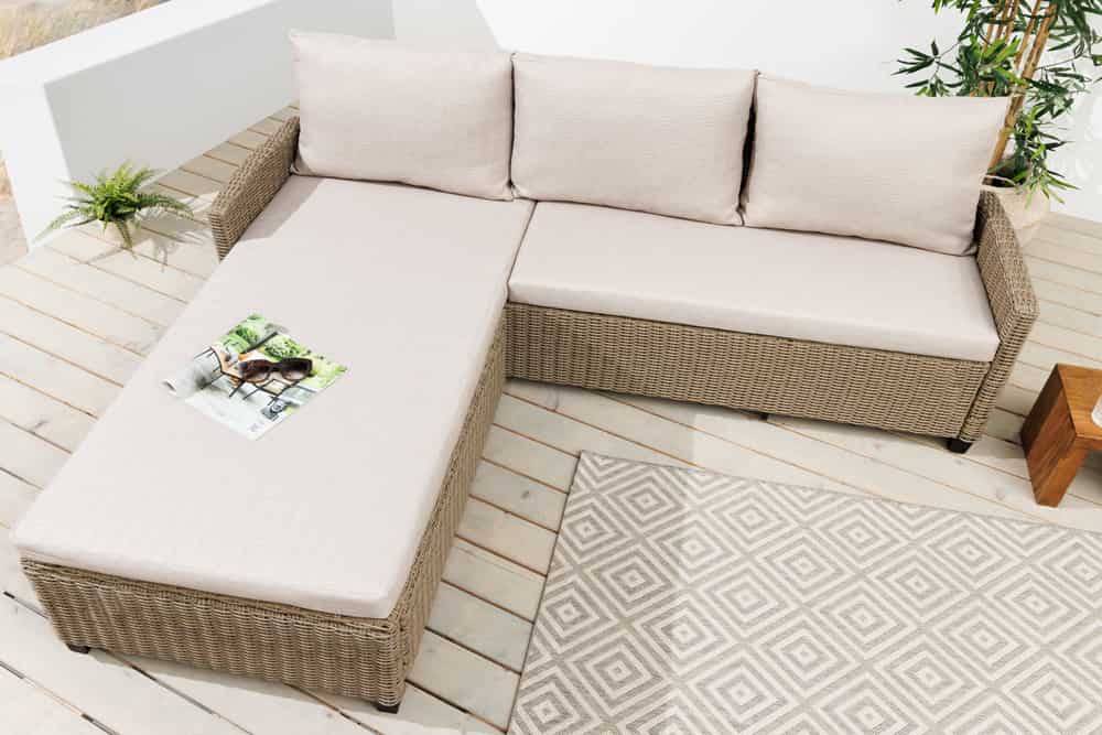 Outdoor Garten-Lounge MONACO 190cm natur Polyrattan Sitzecke inkl. Kissen wetterfest
