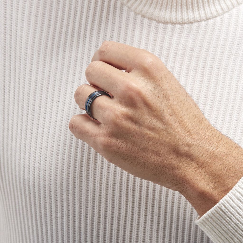Bague Acier Noir Rick