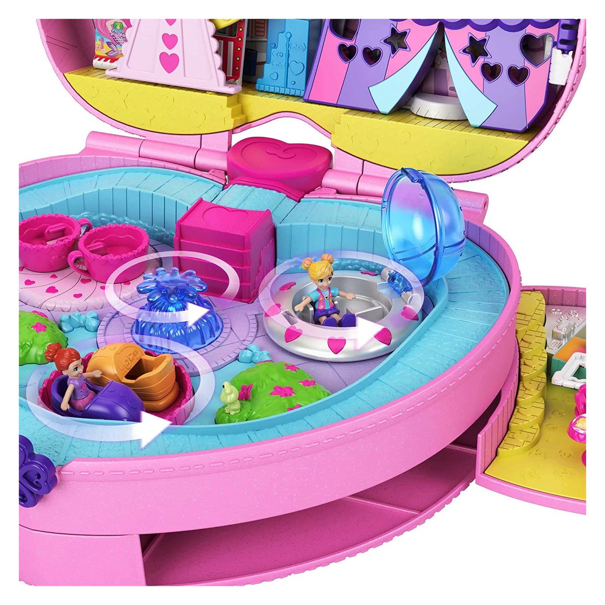 Mattel GKL60 - Polly Pocket - Micro - Freizeitpark Rucksack, Spielset mit Figuren und Zubehör