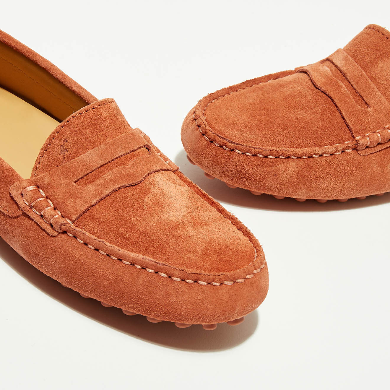 Loafers Mocassins en Velours de Cuir Lena  camel rosé