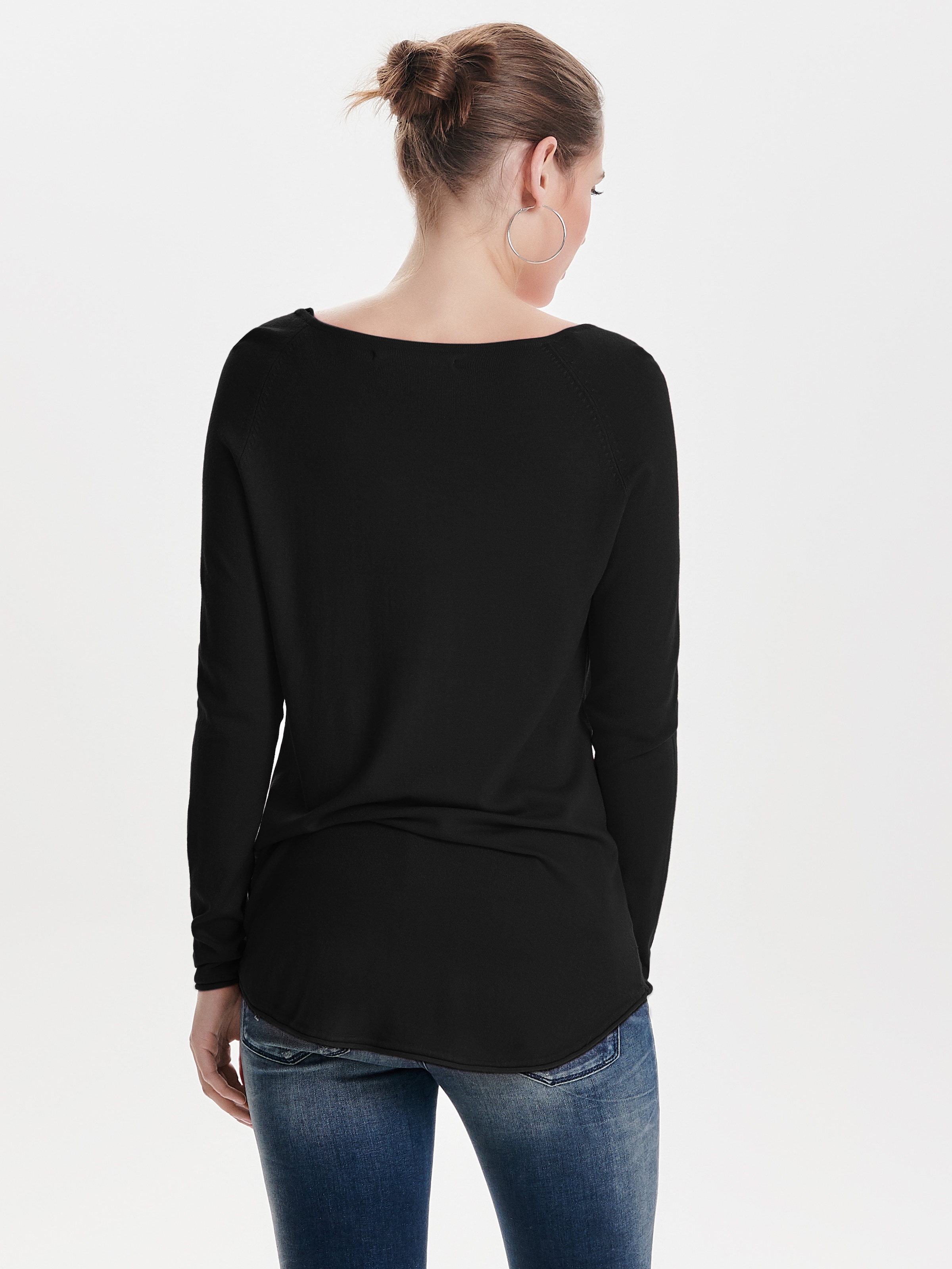 ONLY Longpullover »ONLMILA LACY L/S LONG PULLOVER KNT NOOS«, mit weitem Rundhalsausschnitt