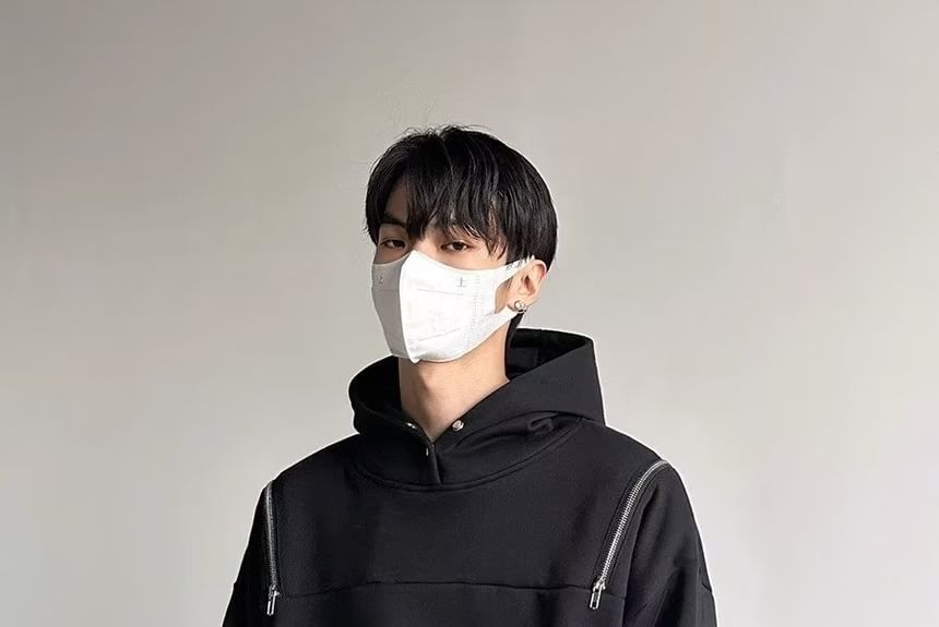 Zoslane - Mock Neck Plain Hoodie