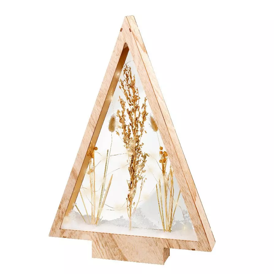 Sapin de Noël lumineux à piles 40 LED (H47 cm) Wood Blanc chaud