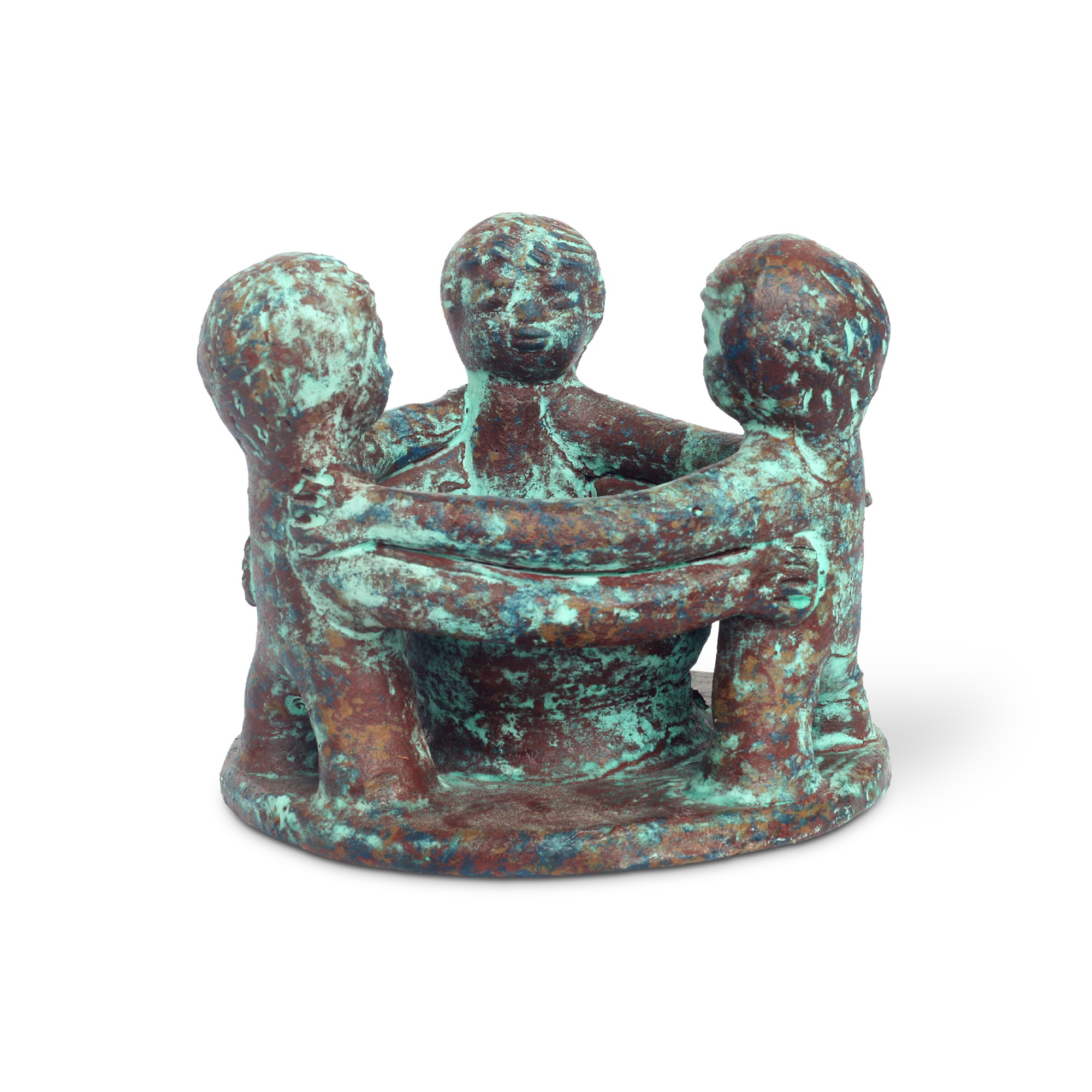 Kerzenhalter 'Friendship Circle 3', braun, grün, Ø 12 cm, H 10 cm von fischer's lagerhaus