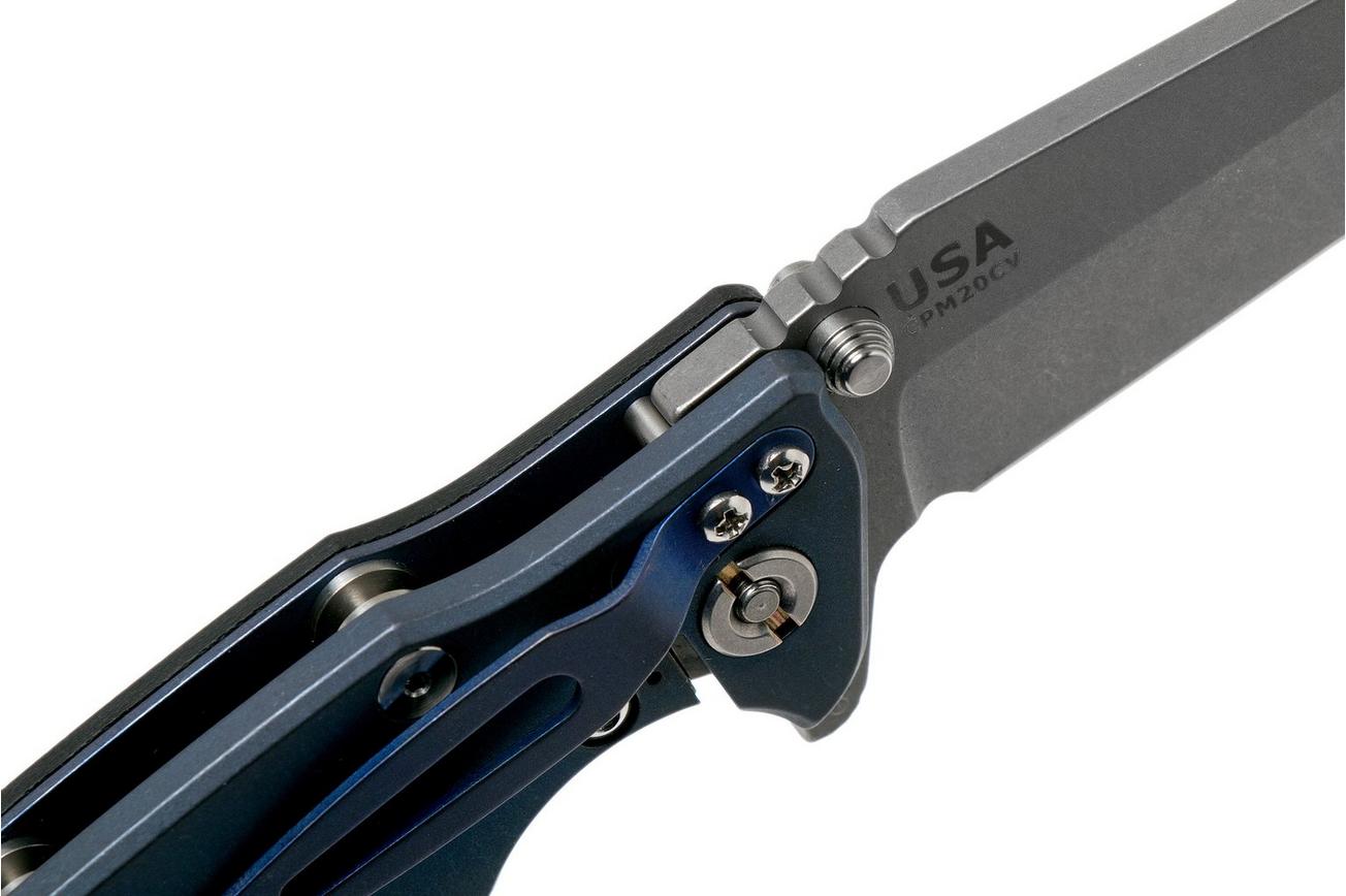 Rick Hinderer Eklipse 3.5” Harpoon Tanto, CPM 20CV, Battle Blue, Black G10 zakmes