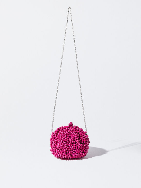 Sacola de festa com miçangas - Rosa