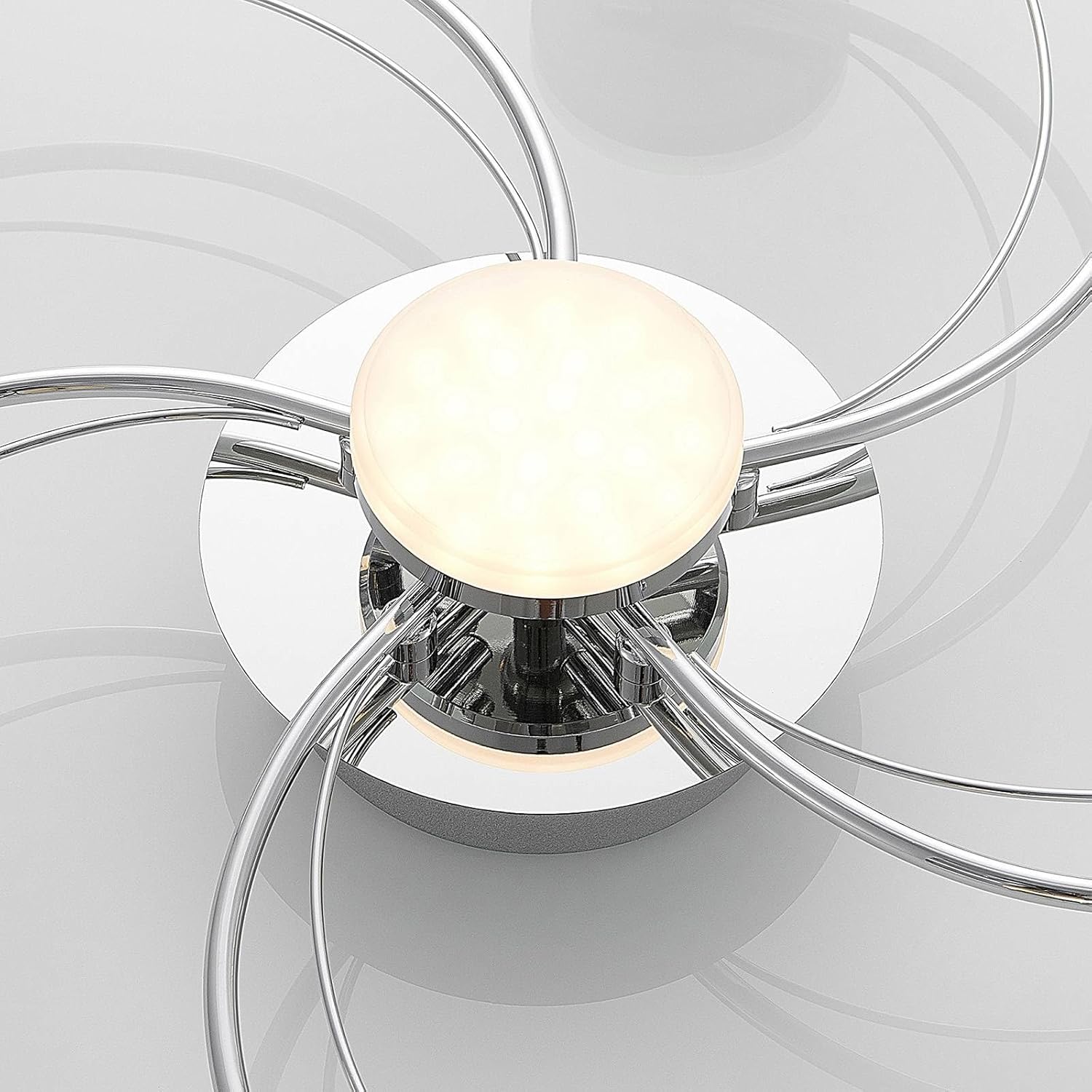 Lindby LED Deckenleuchte Rouven (Modern) in Chrom aus Metall (6 flammig,) - Lampe Deckenlampe Wohnzimmerleuchte