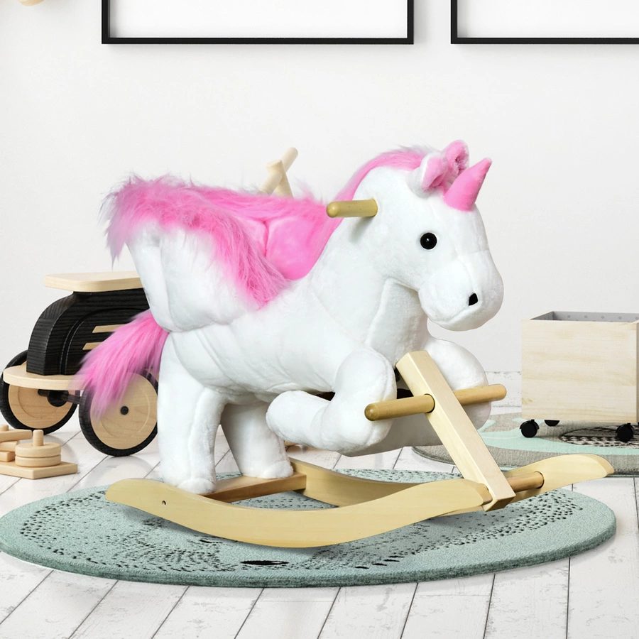HOMCOM Schaukeltier mit Einhorndesign bunt