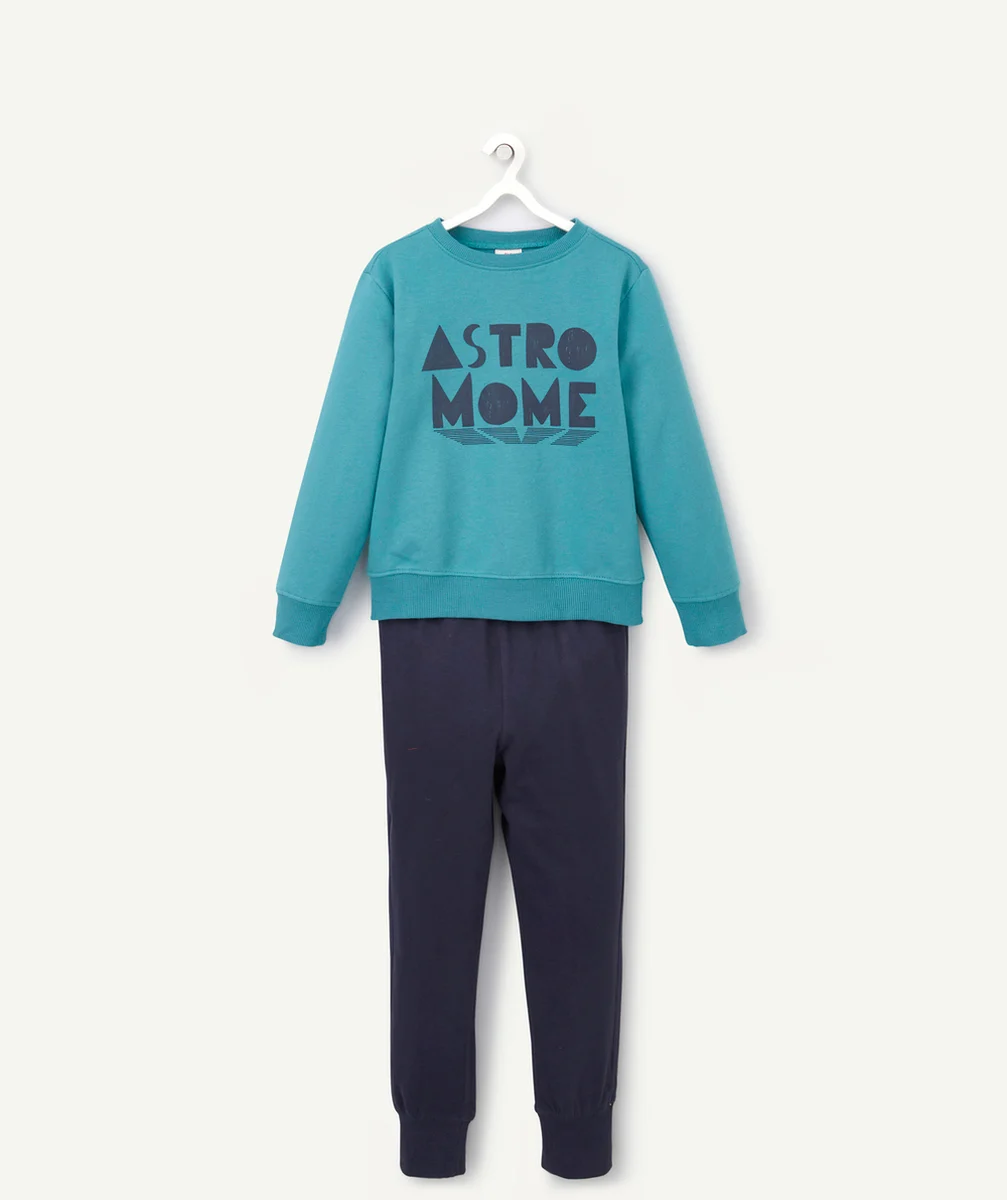 PYJAMA GARÇON EN FIBRES RECYCLÉES BLEU MESSAGE ASTRONOME