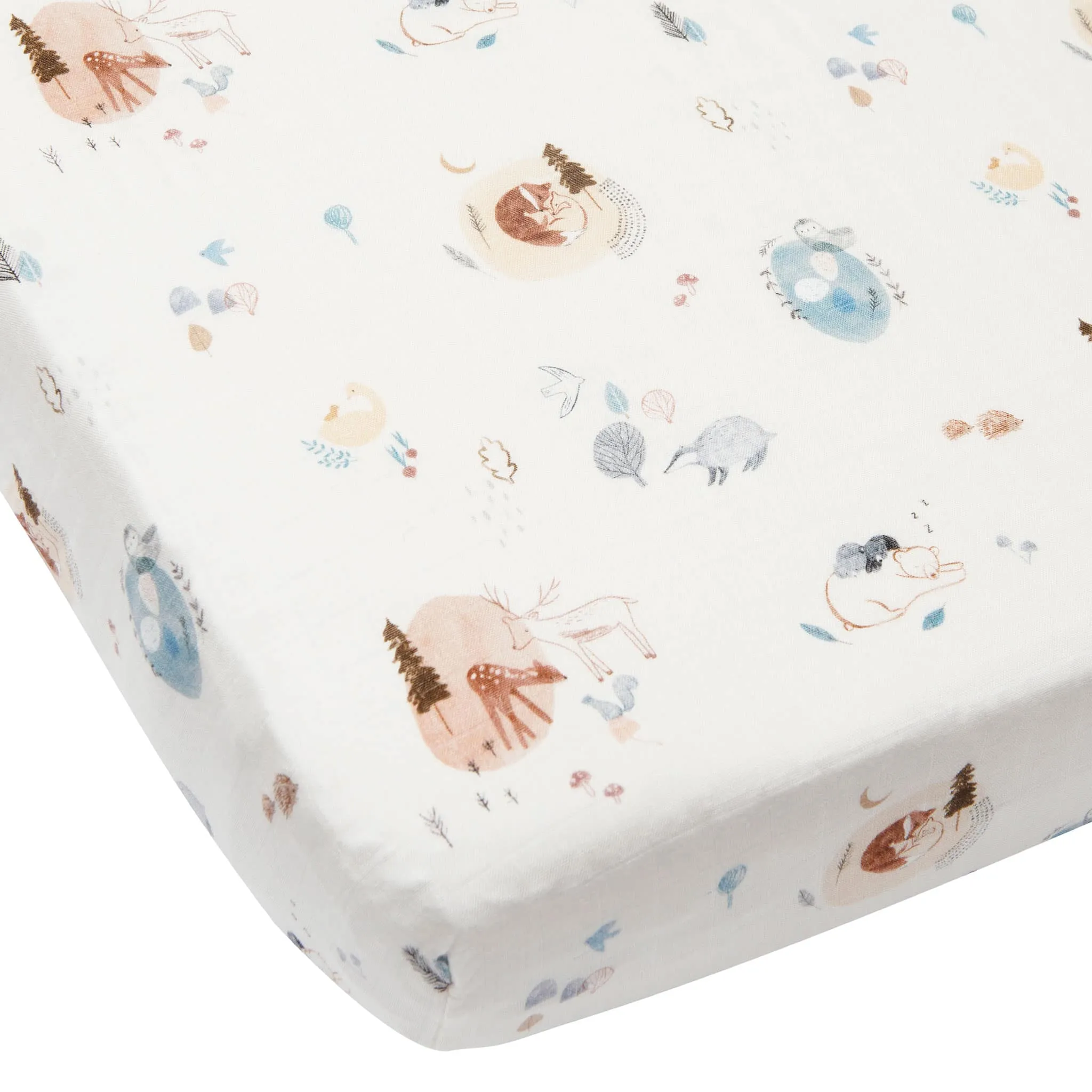 Loulou Lollipop Drap Contour pour Lit de Bébé - Mousseline Bambou Cozy Forest