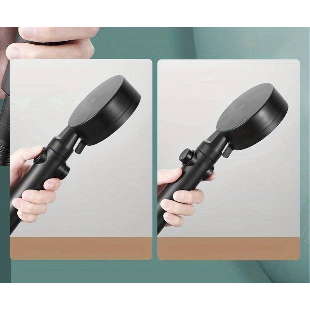Universal Duschkopf Hand Brause Massage Düse mit 5 Strahlmodi   On/Off Knopf - Schwarz
