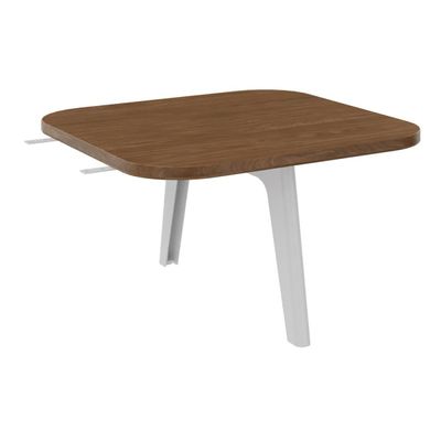 Tablette de liaison ou d'extension ILO - L67xP67 cm - Pieds blanc - structure noyer