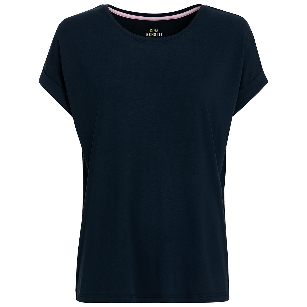 Gina Benotti Damen T-Shirt mit fixierten Turn-ups dunkelblau