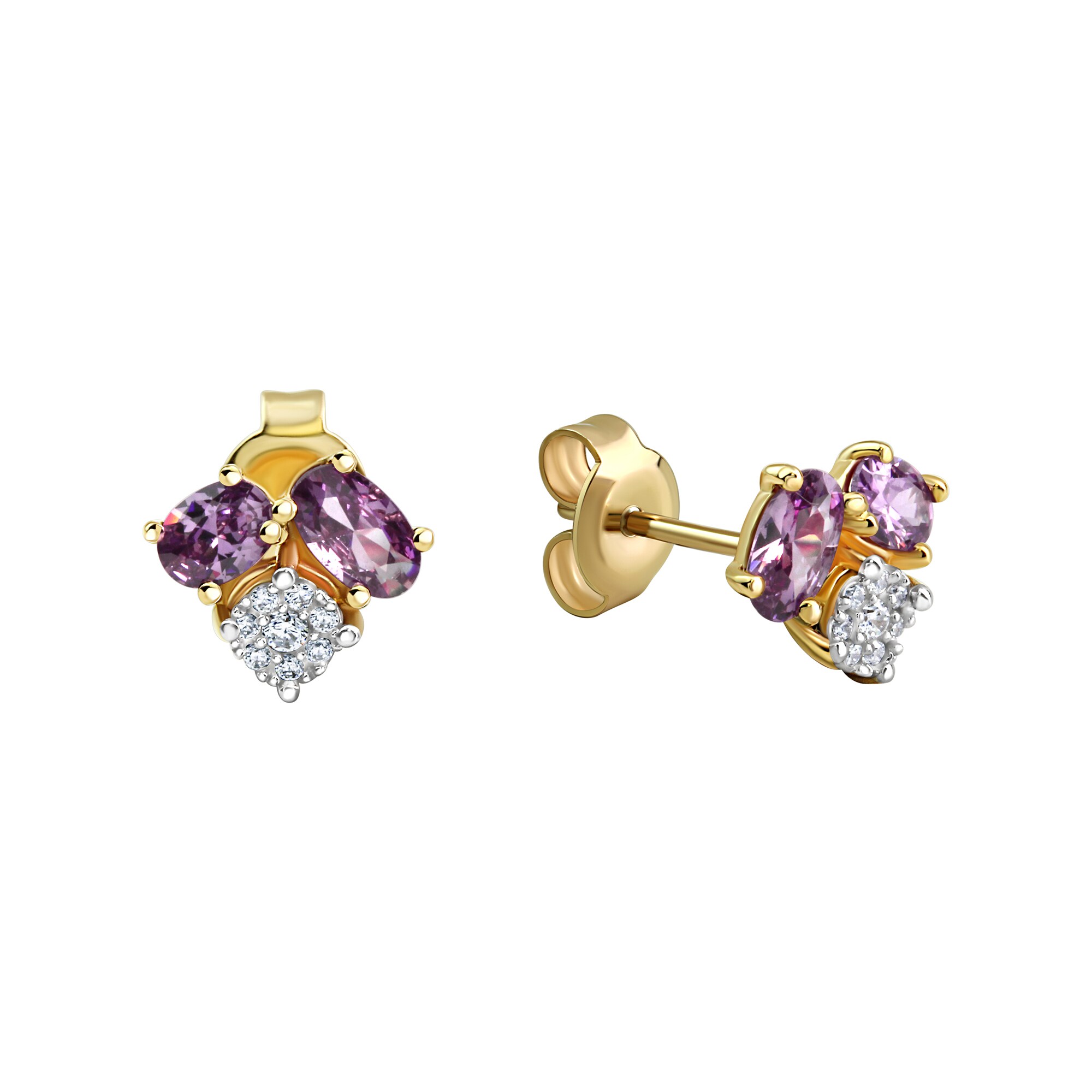 Fascination by Ellen K. Ohrringe Gold 375 Amethyst + Zirkonia