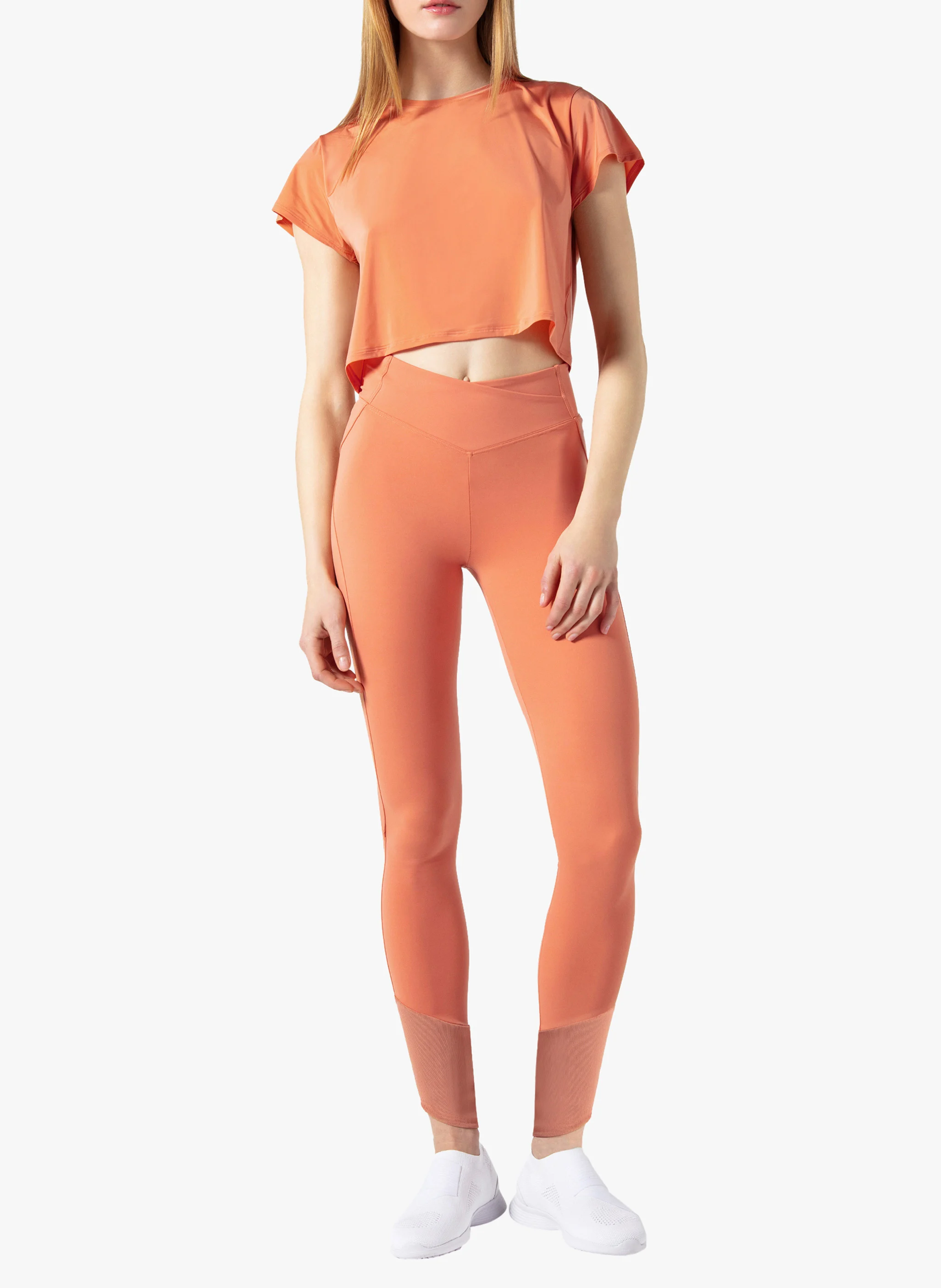 Top droit col rond dos croisé | Orange