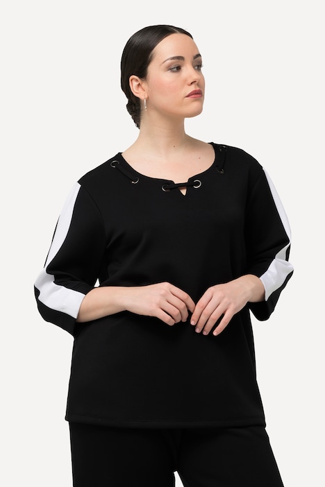 Sweatshirt, Ösen, Rundhals, 3/4-Arm, extraweich