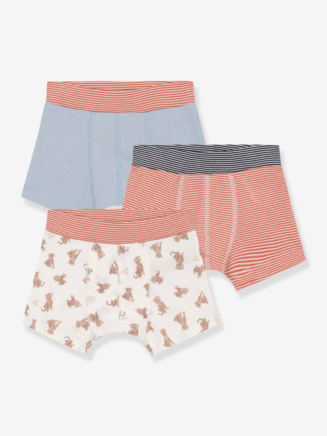 Pacote com 3 cuecas boxer PETIT BATEAU em algodão orgânico, brancas.