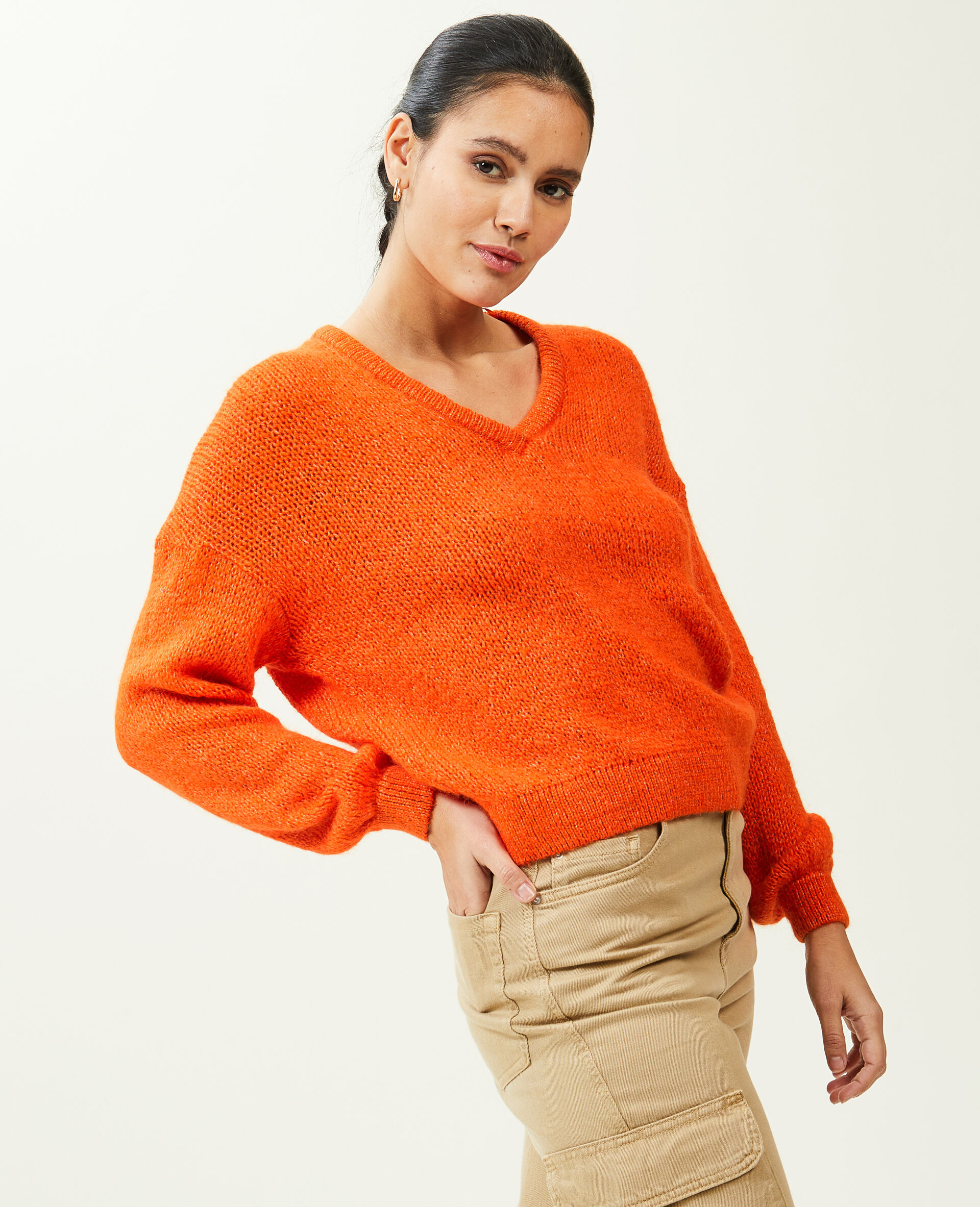 Pull col V - Orange