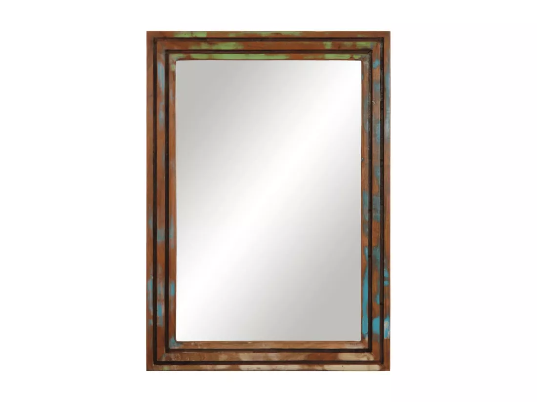 Miroir salle de bain 50x70 cm bois massif d'acacia et verre