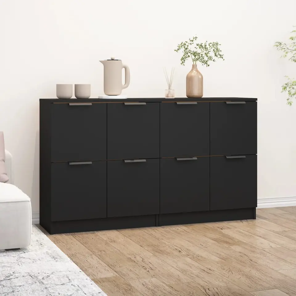 vidaXL - Dressoir - Zwart - Bewerkt hout - 2 stuks