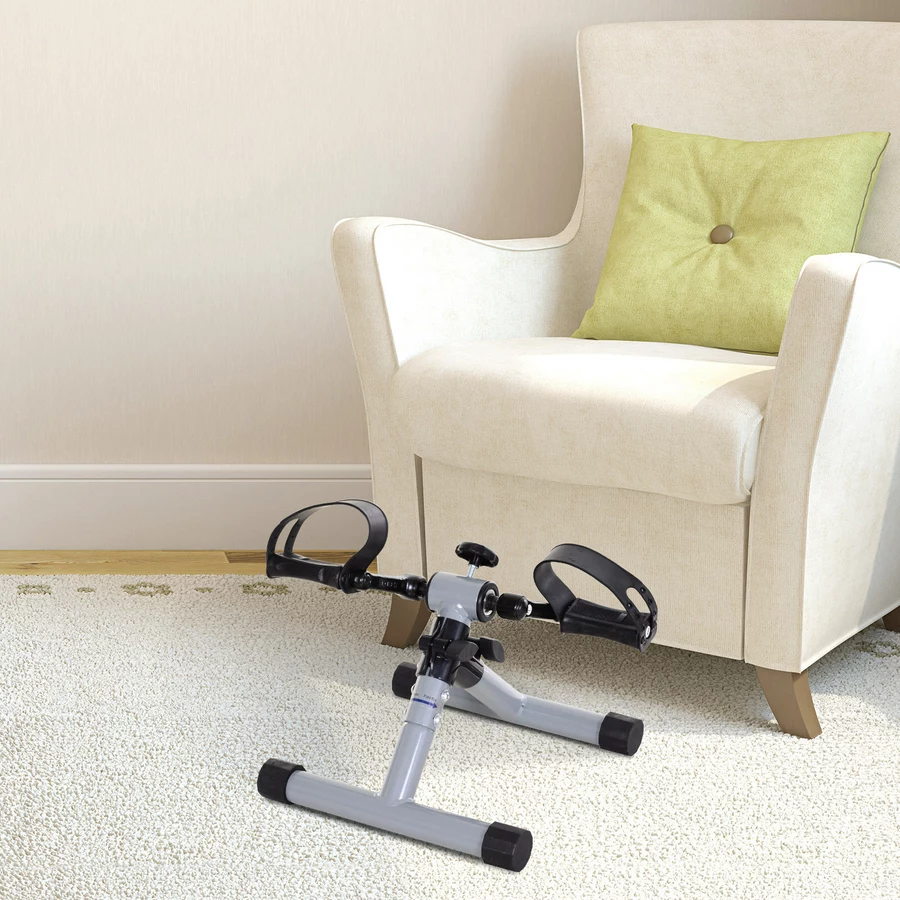 HOMCOM Mini-Heimtrainer faltbar und stufenloser Widerstand silbergrau