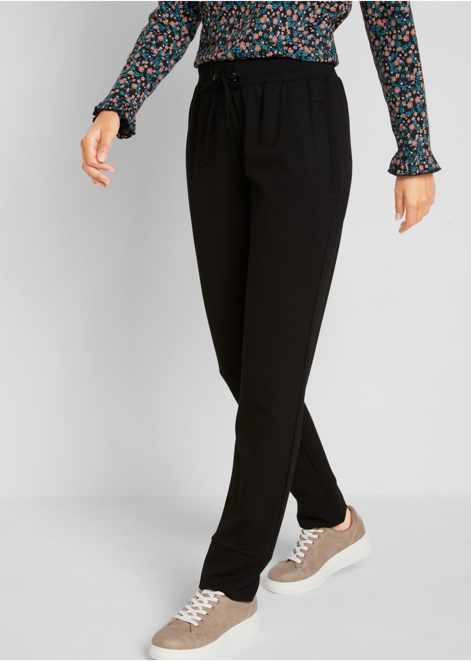 Pantalon extensible Punto di Roma avec détails zips