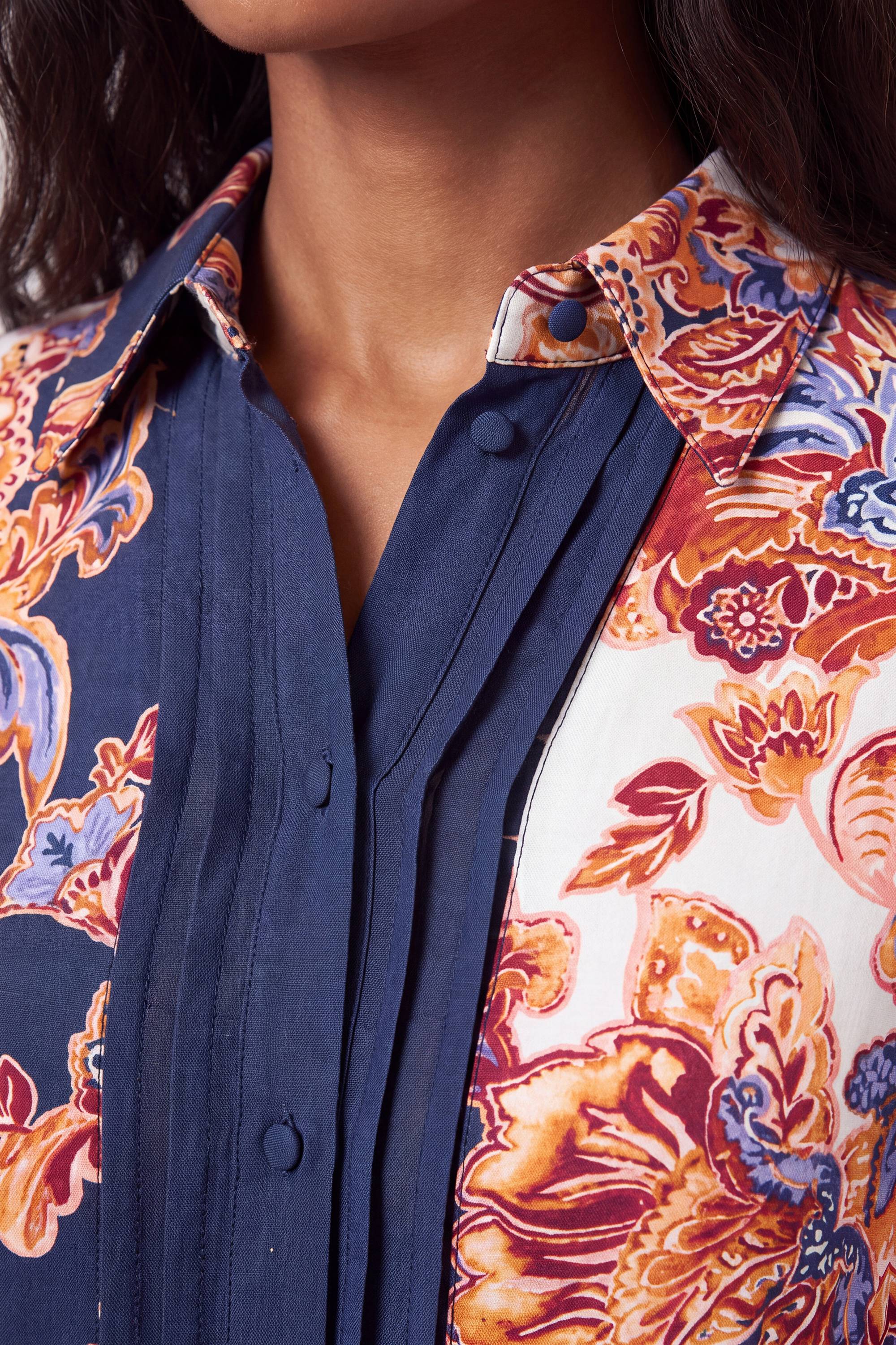 KarenMillen Chemise En Viscose À Imprimé Baroque Avec Détail De Manches Nouées