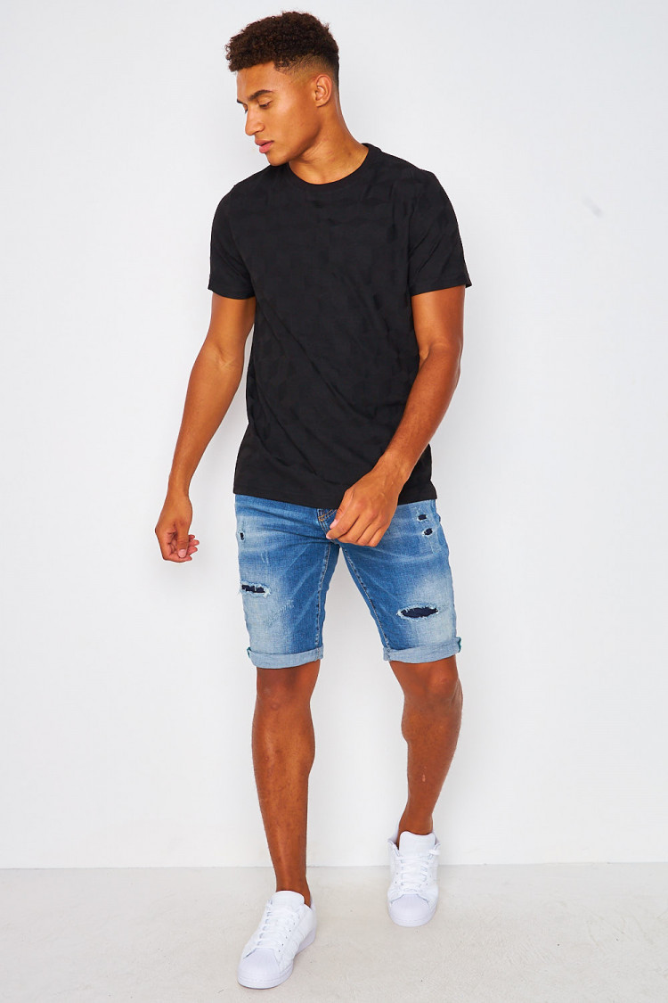 T-shirt noir imprimé graphique