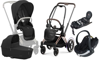Cybex e-Priam Duovogn inkl. BeSafe iZi Go Modular X2 & Base, Sepia Black/Rose Gold