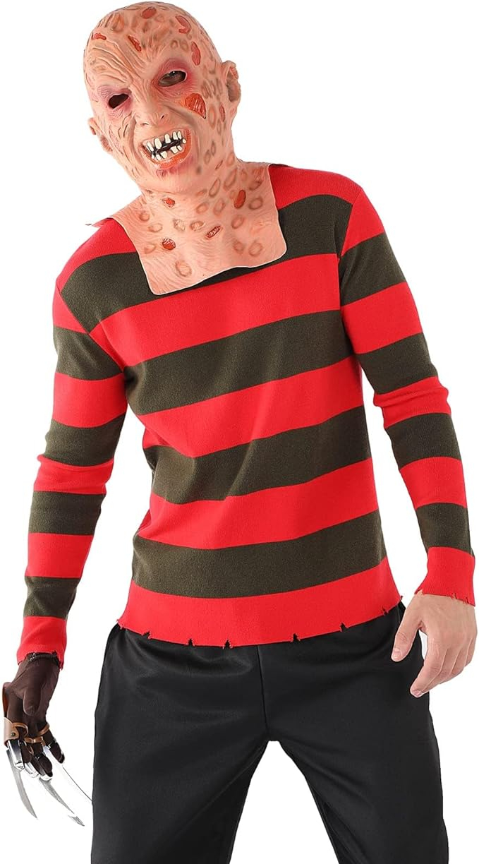 (3-tlg. Set) Fasnachts Erwachsenen Kostüm Nightmare Freddy Verkleidung für Motto Partys / Halloween inkl. Latex Maske / Hut / Handschuh - Braun