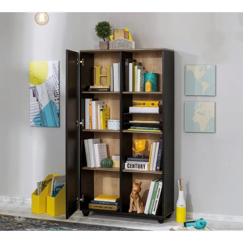 New York Compact boekenkast kast zwart tienerkamer