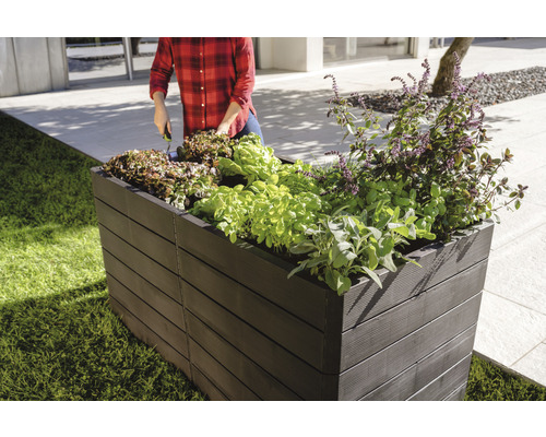 Klassieke verhoogde tuinbak GARANTIA Ergo Quadro 2 L 75 incl. Flora waterbesparend systeem 160 x 80 x 75 cm hout