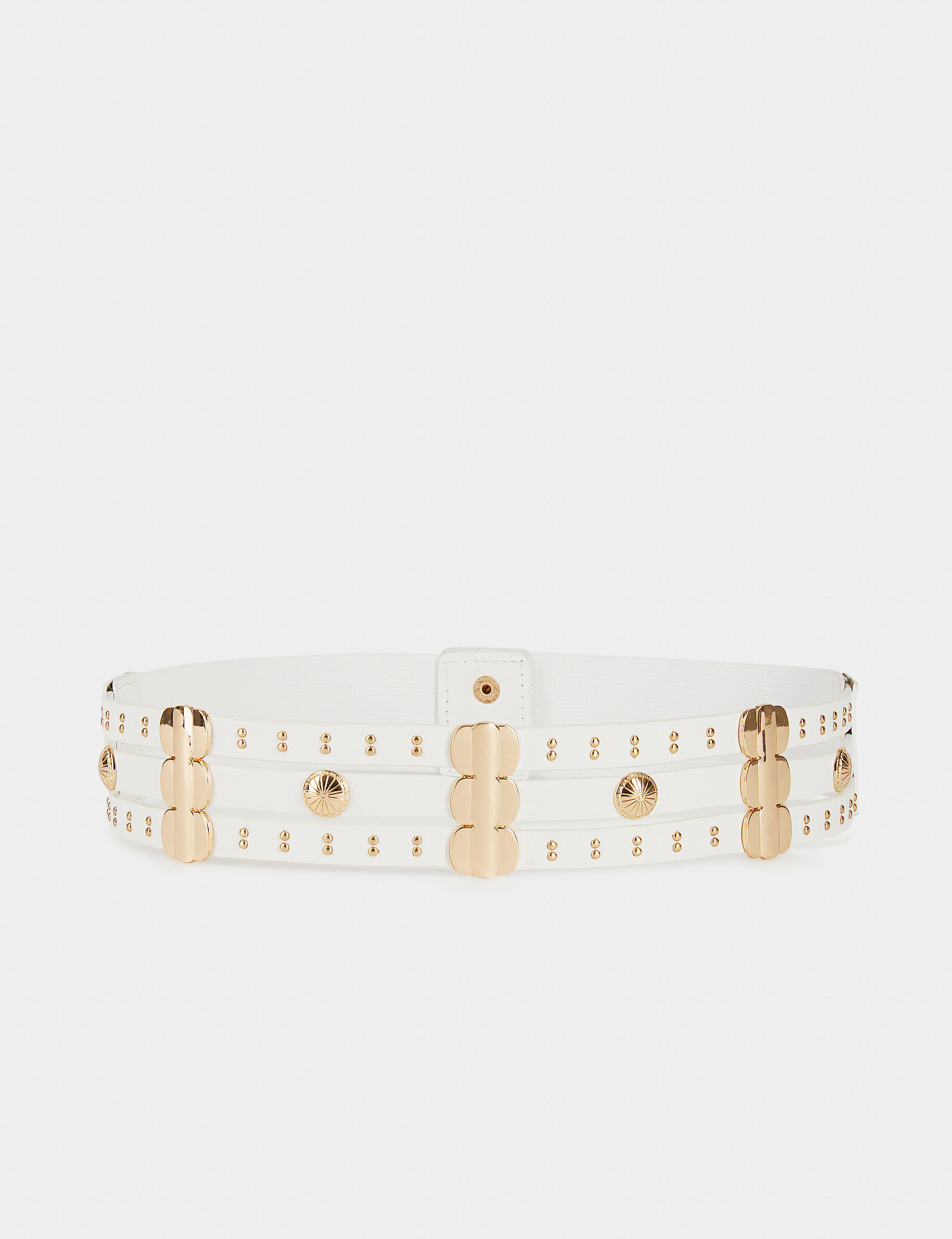 Ceinture élastiquée avec clous blanc femme - blanc
