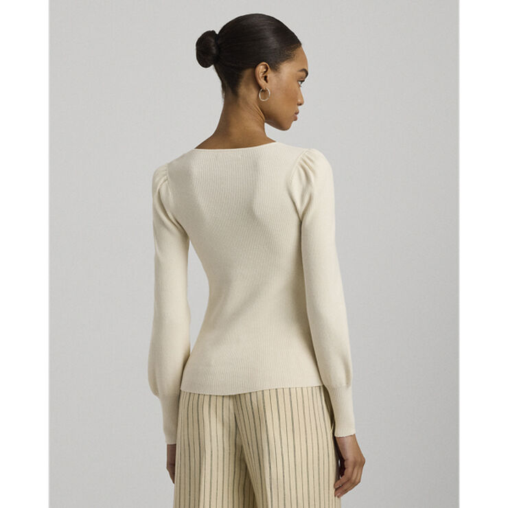 Lauren Ralph Lauren COTTON MODAL/NYLON-LS SWEATER Mascarpone cream