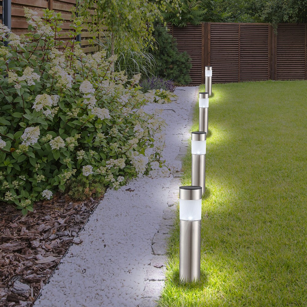 8er Set LED Solarleuchten aus Edelstahl für den Außenbereich