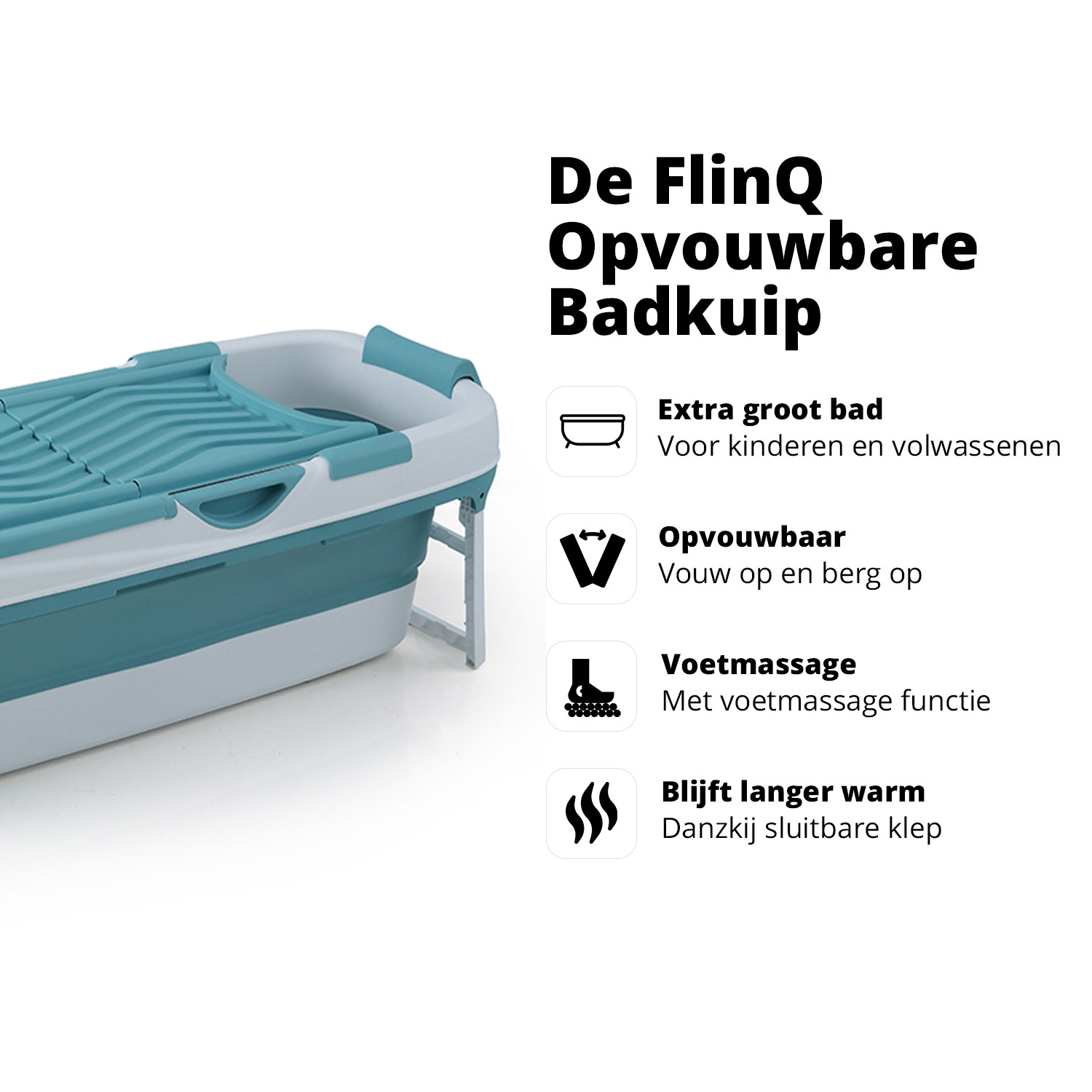FlinQ Opvouwbaar ligbad - Blue/White