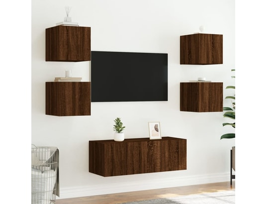 VIDAXL - Elément suspendu Meubles tv muraux lumières led 2 pcs chêne marron 30,5x35x3...