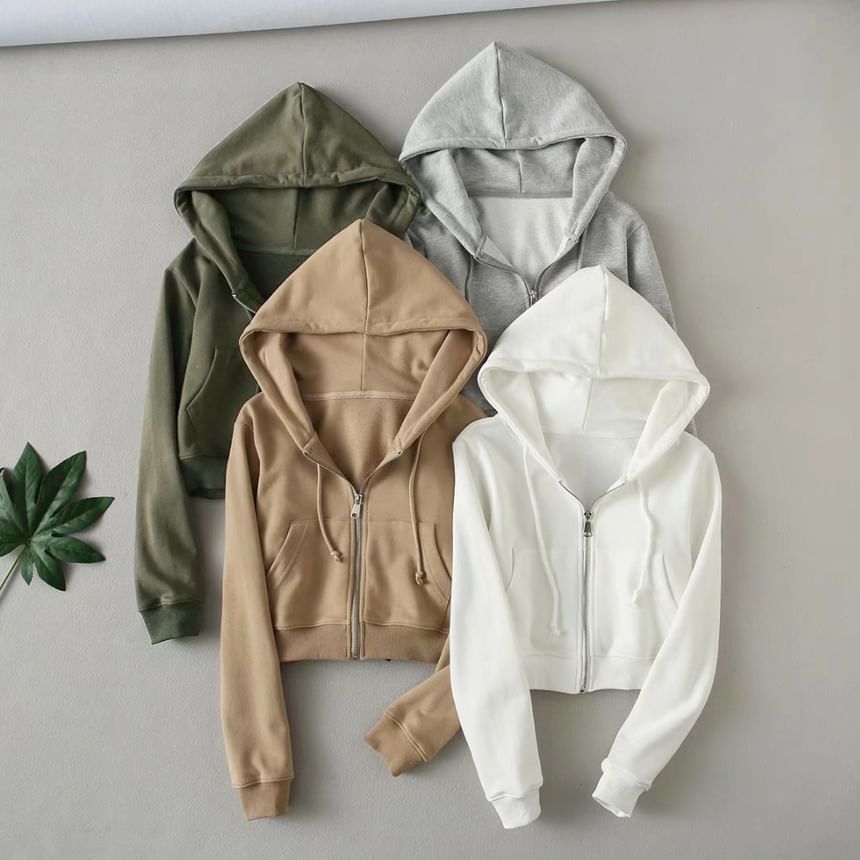 Bazer - Effen cropped hoodie met rits