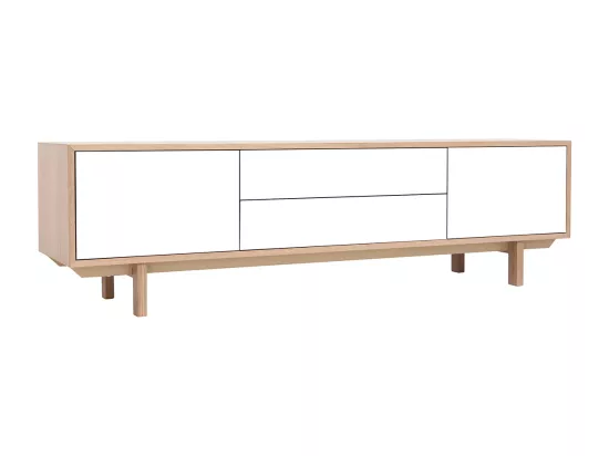 Meuble TV scandinave bois et blanc L180 cm SID